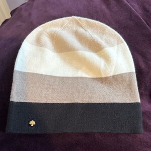Kate Spade Striped Beanie with Gold Accent